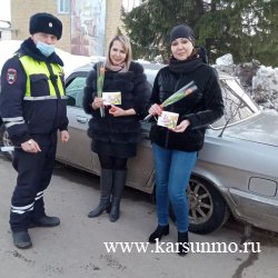 В преддверии Международного женского дня сотрудники отделения ГИБДД МО МВД России "Карсунский" поздравили автоледи с 8 Марта.